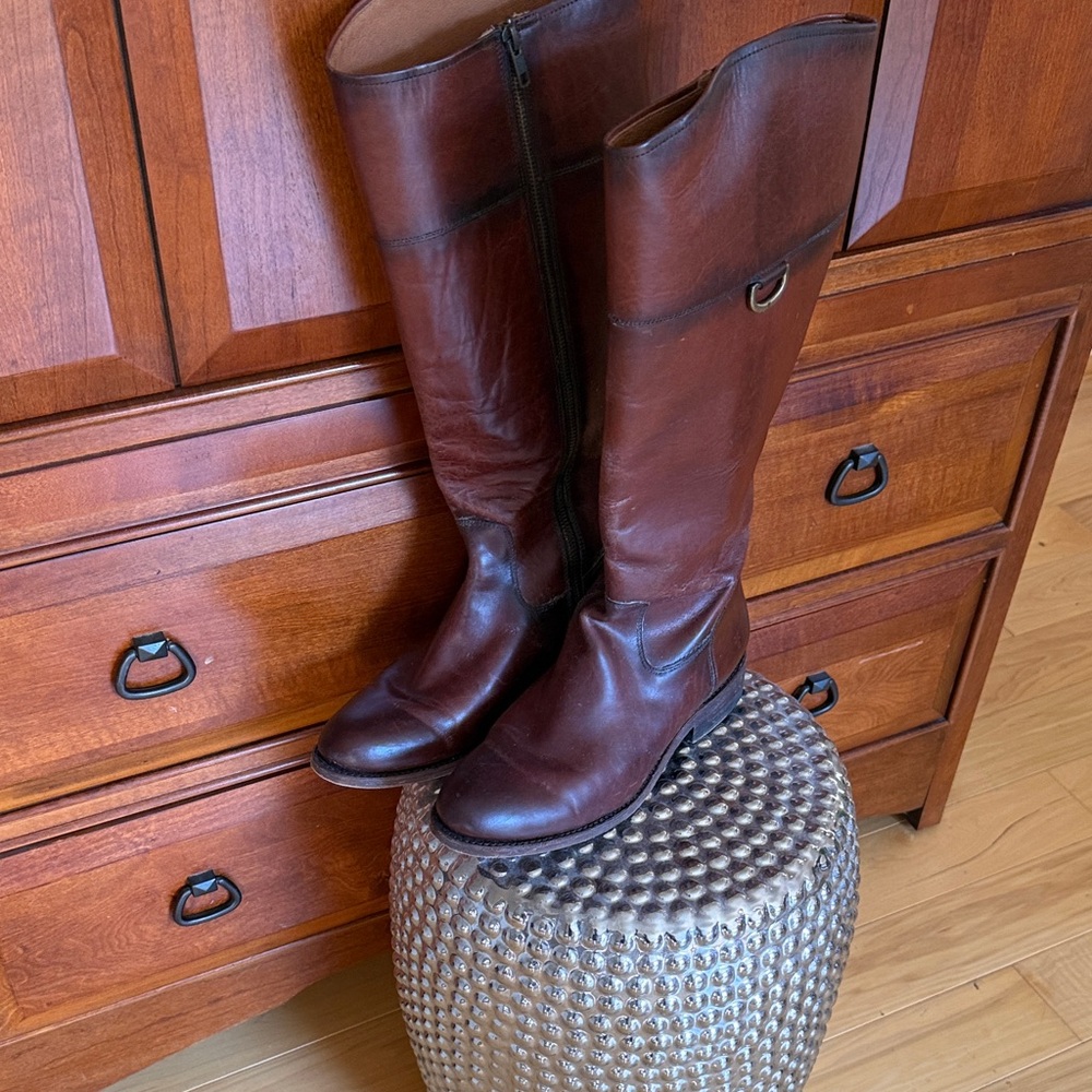 Frye Women's Tall Riding Boots in Brown Leather